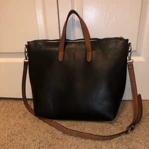 Black Satchel with cognac straps